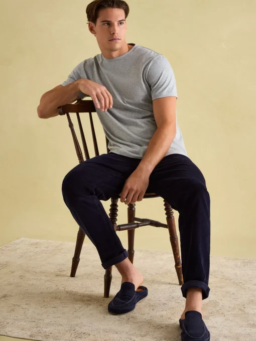 Denton Grey Lightweight Jersey 100% Cotton Crew Neck T-Shirt