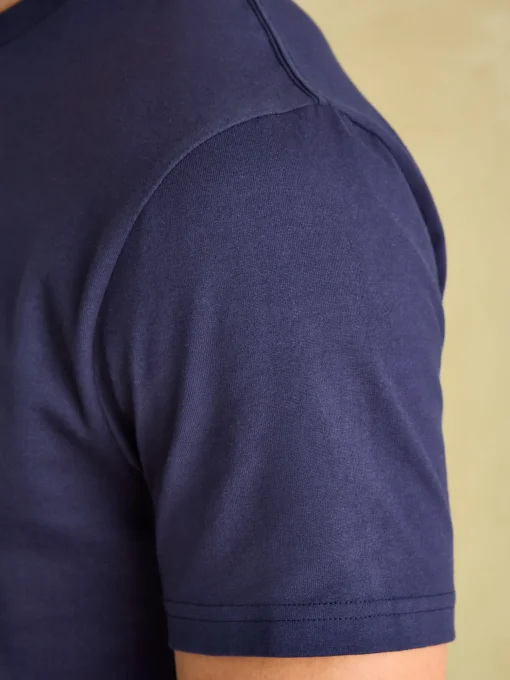 Denton Navy Blue Lightweight Jersey 100% Cotton Crew Neck T-Shirt