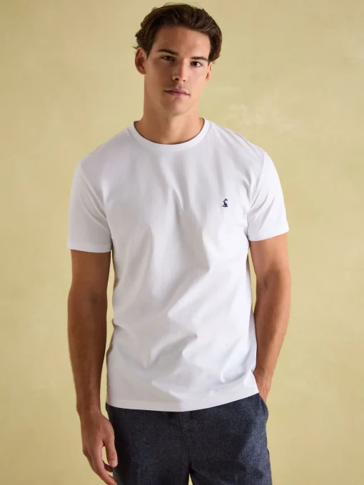 Denton White Lightweight Jersey 100% Cotton Crew Neck T-Shirt
