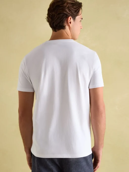 Denton White Lightweight Jersey 100% Cotton Crew Neck T-Shirt