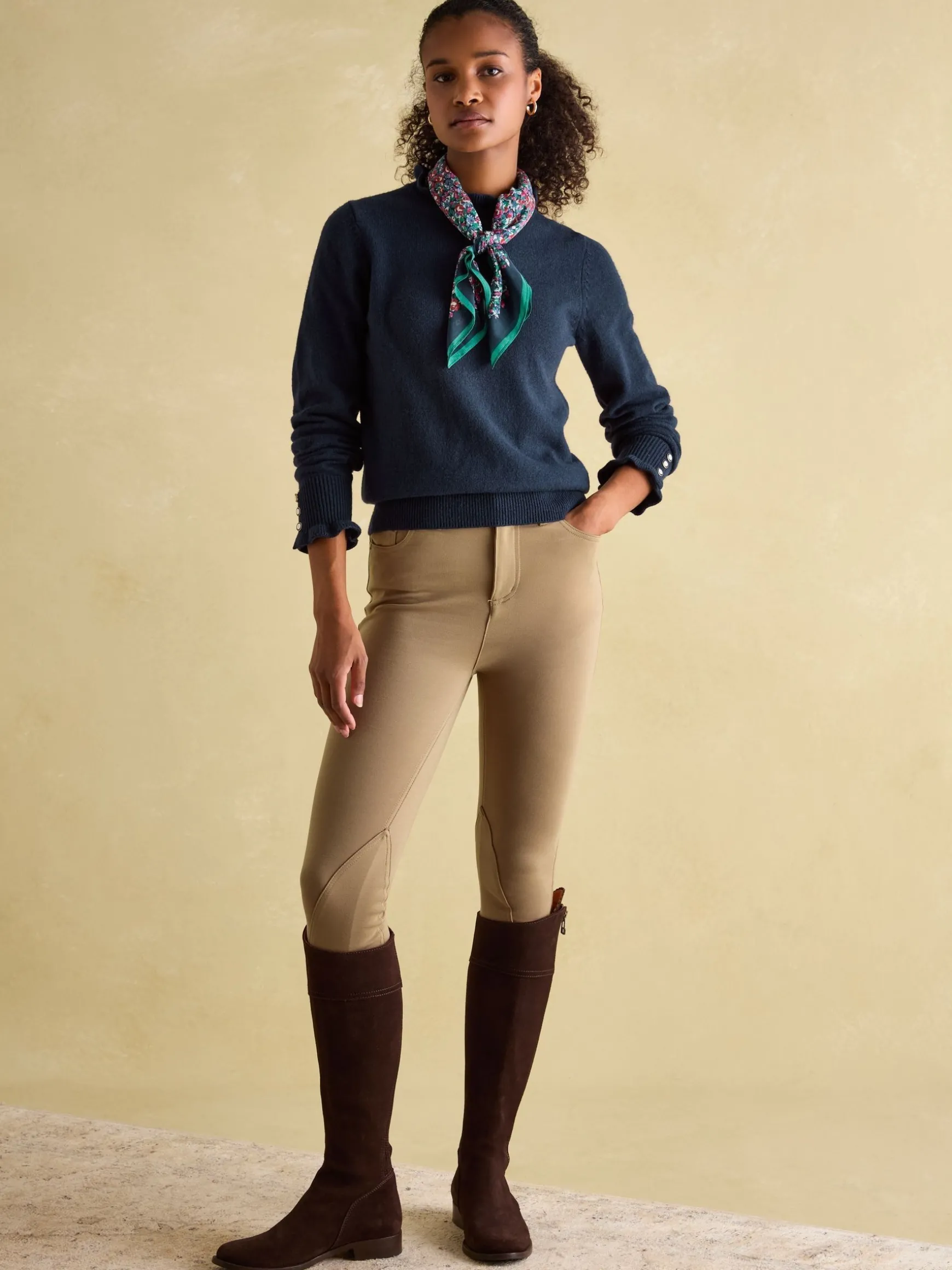 Edith Navy Frill Neck Jumper