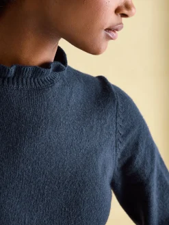 Edith Navy Frill Neck Jumper