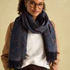 Elissa Navy & Camel Double-Sided Jacquard Scarf