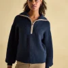 Elmore Navy Knitted Quarter Zip Jumper