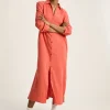 Erica Coral Pink Button Through Cotton Shirt Dress