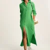 Erica Green Button Through Cotton Shirt Dress