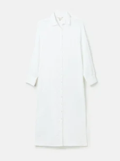Erica White Button Through Cotton Shirt Dress
