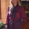 Everly Red Tie Neck Blouse