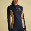 Faymere Navy Embellished Long Sleeve Top