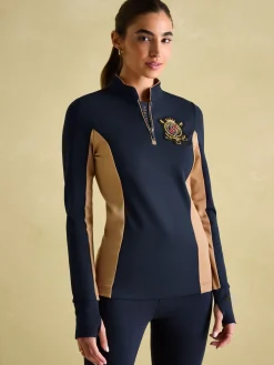 Faymere Navy Embellished Long Sleeve Top