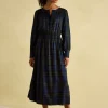 Felicity Blue Smocked Midi Dress