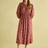Felicity Red Paisley Smocked Midi Dress