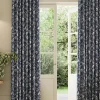 Festival Pheasants Set of 2 Navy Blackout Eyelet Curtains