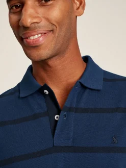 Filbert Blue Classic Fit Striped Polo Shirt