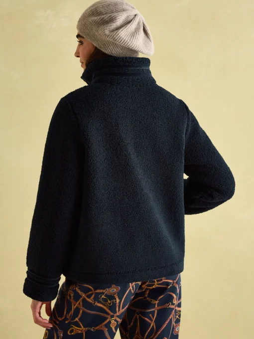 Fleur Navy Fleece Jacket