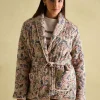 Floral Paisley Cotton Quilted Jacket With Belt