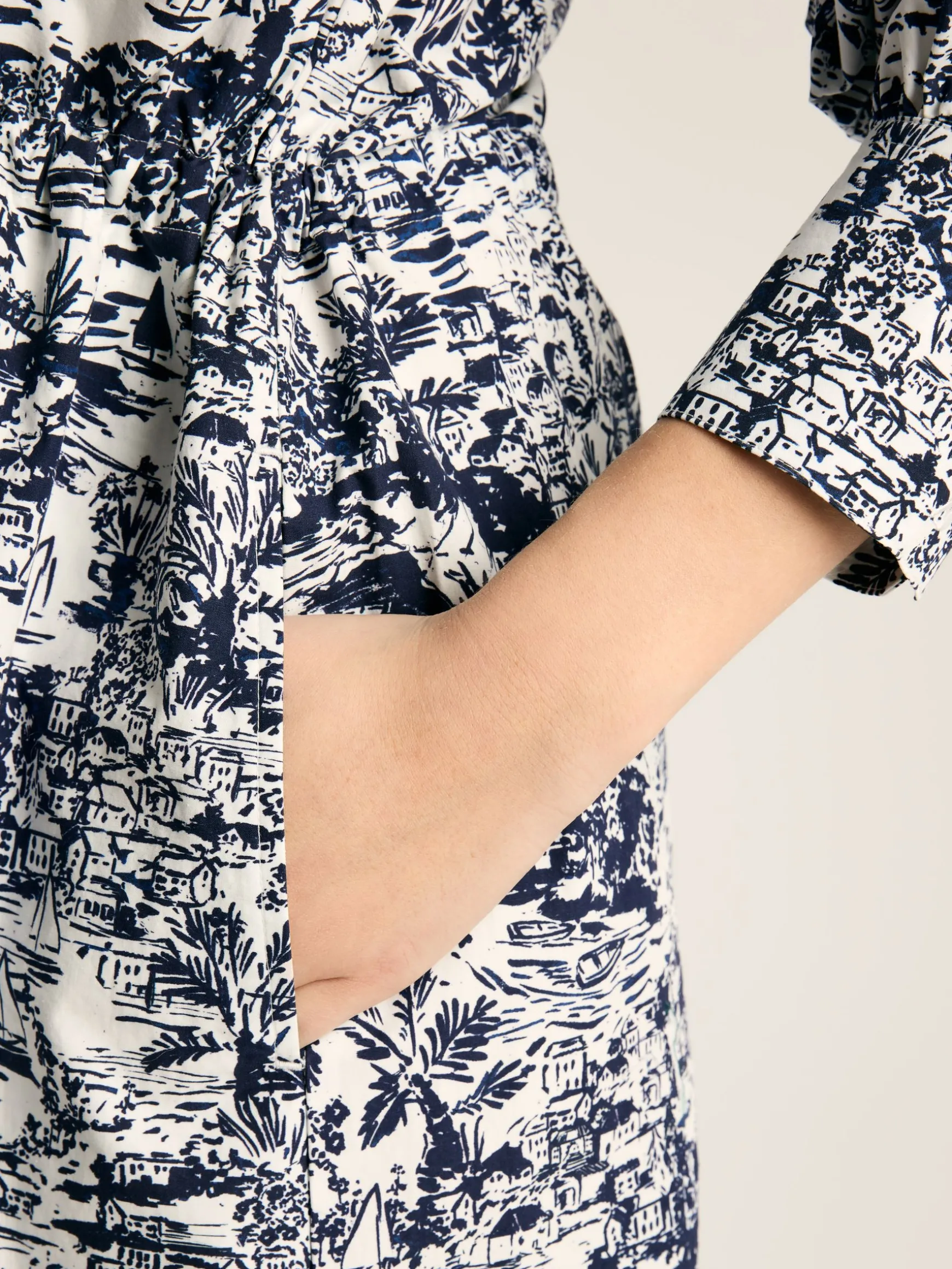 Francesca Blue/White Tie Waist Shirt Dress