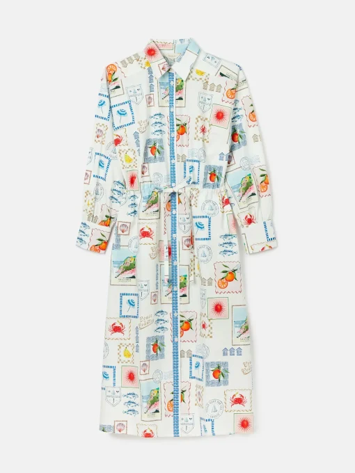 Francesca White Tie Waist Shirt Dress