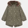 Girls' Alix Khaki Green Printed Waterproof Parka Coat