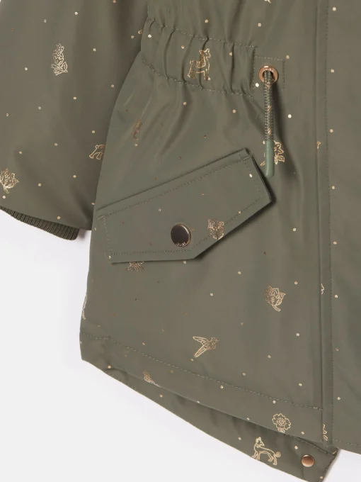 Girls' Alix Khaki Green Printed Waterproof Parka Coat