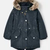 Girls' Alix Navy Blue Printed Waterproof Parka Coat