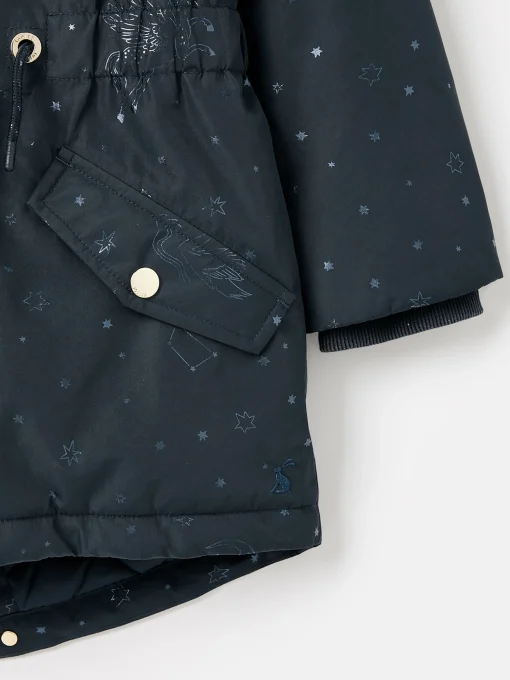 Girls' Alix Navy Blue Printed Waterproof Parka Coat