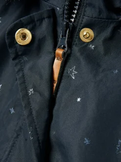 Girls' Alix Navy Blue Printed Waterproof Parka Coat