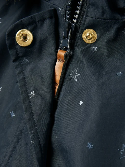 Girls' Alix Navy Blue Printed Waterproof Parka Coat
