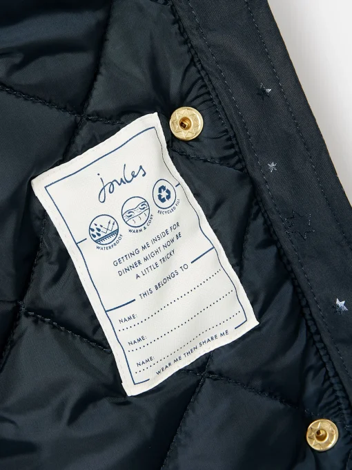 Girls' Alix Navy Blue Printed Waterproof Parka Coat