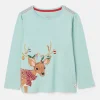 Girls' Ava Green Metallic Star Print Artwork T-Shirt