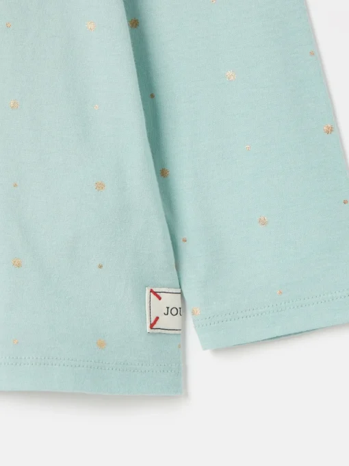 Girls' Ava Green Metallic Star Print Artwork T-Shirt