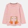 Girls' Ava Pink Stripe Artwork T-Shirt