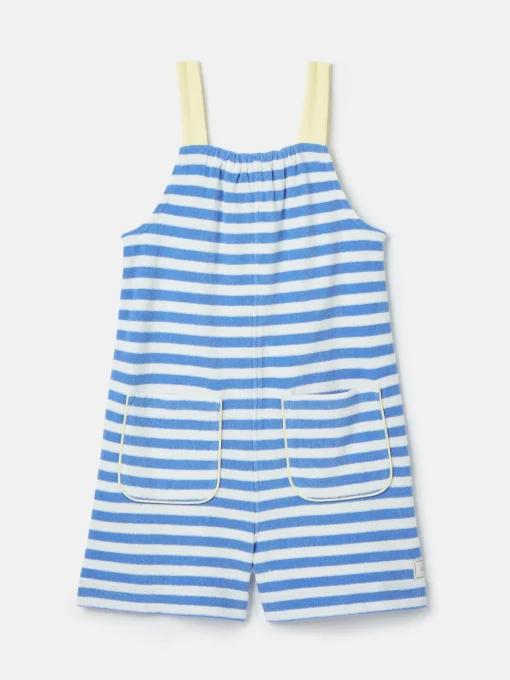 Girls' By The Sea Blue Striped Towelling Playsuit