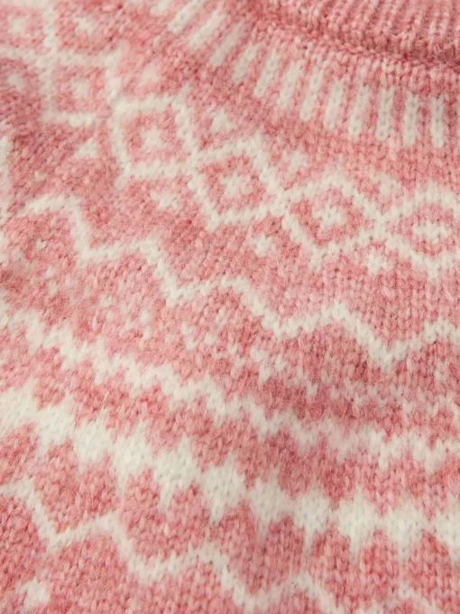 Girls' Charlotte Pink & Cream Fair Isle Jumper