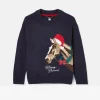 Girls' Cracking Navy Blue Intarsia Artwork Jumper