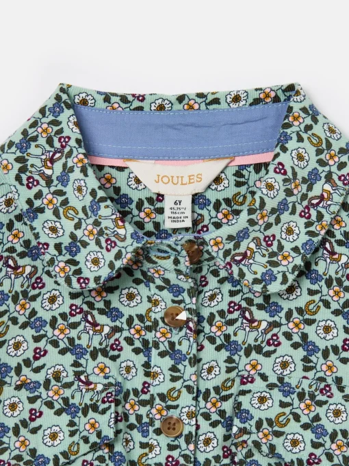 Girls' Elodie Blue Ditsy Print Corduroy Shirt Dress