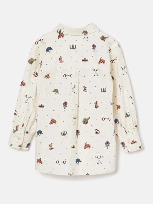 Girls' Liliana Cream Print Pop Over Blouse