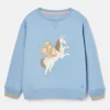 Girls' Mackenzie Blue Pegasus Embroidered Artwork Crew Neck Sweatshirt