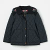 Girls' Marsdale Navy Blue Diamond Quilted Coat With Hood