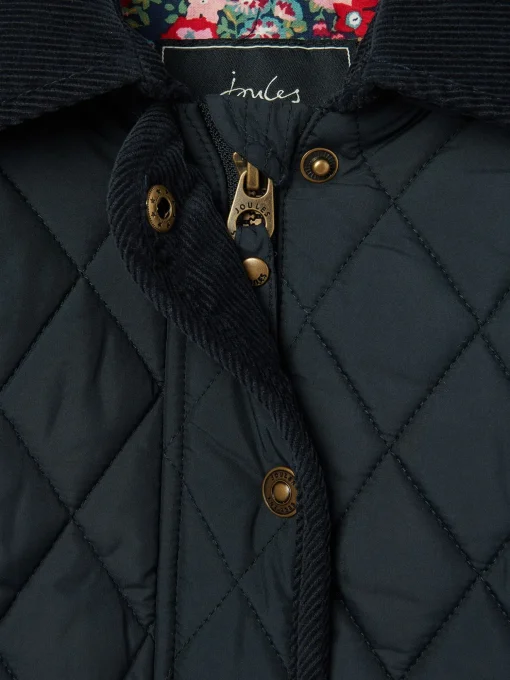 Girls' Marsdale Navy Blue Diamond Quilted Coat With Hood