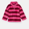Girls' Merridie Pink Stripe Half Zip Borg Fleece