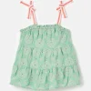 Girls' Playtime Green Tiered Woven Top