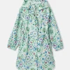 Girls' Rainford Green Floral Waterproof Packable Raincoat With Hood