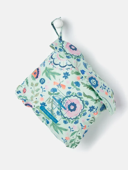 Girls' Rainford Green Floral Waterproof Packable Raincoat With Hood
