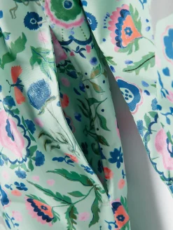 Girls' Rainford Green Floral Waterproof Packable Raincoat With Hood