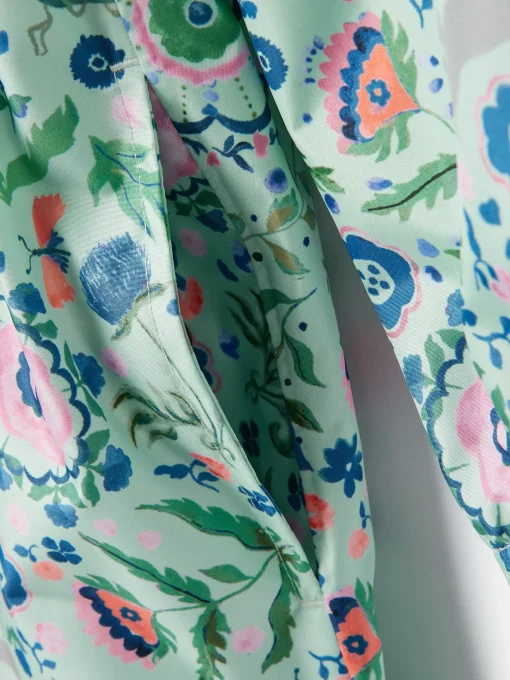 Girls' Rainford Green Floral Waterproof Packable Raincoat With Hood