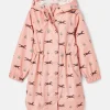 Girls' Rainford Pink Horse Waterproof Packable Raincoat With Hood