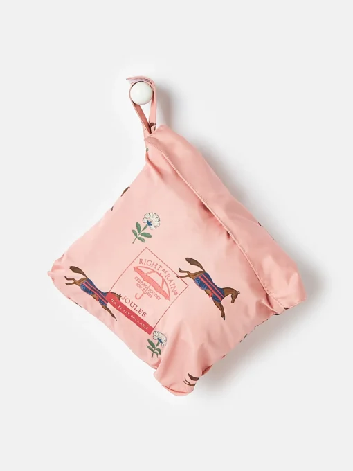 Girls' Rainford Pink Horse Waterproof Packable Raincoat With Hood