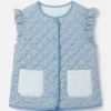 Girls' Raye Blue Floral Reversible Print Quilted Gilet