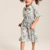 Girls' Summer Pink / Green Textured Shirt Dress
